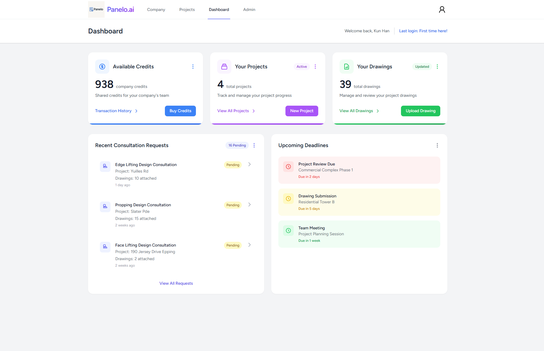 Panelo dashboard preview